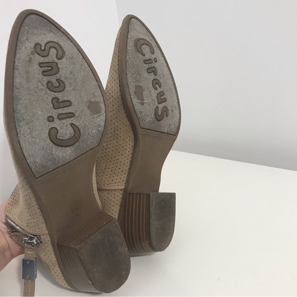 Circus by Sam Edelman Womens Light Beige Brown Zipper Ankle Boots Booties 9 - Picture 9 of 11